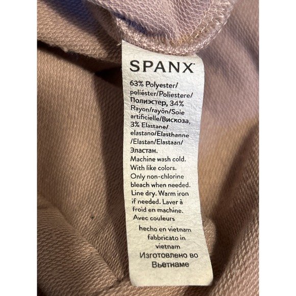 Spanx Perfect Length Sweatshirt Medium Blush Pink‎ Dolman Sleeve Raw Hem Medium - Picture 6 of 6